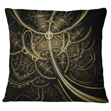 Gold Metallic Fabric Pattern Abstract Throw Pillow, 18"x18"