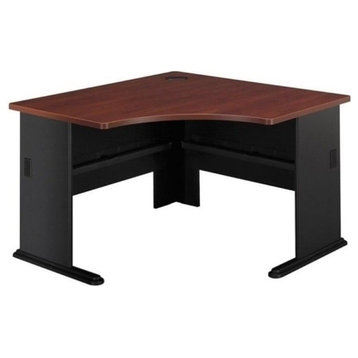 Bowery Hill 48" Transitional Wood Corner Desk in Cherry/Gray