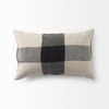 Raquel 13"Wx21"H Beige/Black Fabric Plaid Decorative Pillow Cover