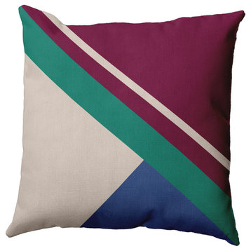 Bold Shapes Polyester Indoor/Outdoor Pillow, Maroon Red, 20"x20"