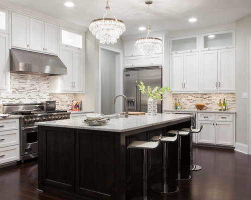 Dark Island White Cabinets Ideas, Pictures, Remodel and Decor