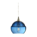 Lucent Pendant No. 302a, Blue Glass Shade, Brushed Nickel Hardware