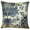 Rustic Floral Throw Pillow, Navy Blue, 20"x20"