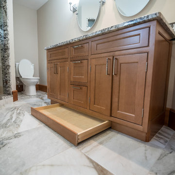 Bedroom transformed into a bathroom