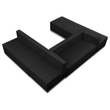 Hercules Alon Series Black Leather Reception Configuration, 6-Piece Set