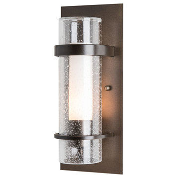 Hubbardton Forge 205814-1004 Banded Seeded Glass Indoor Sconce in Black