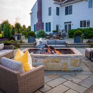 Entertain in this Backyard Landscape with Patio & Firepit: Perfect for Families!