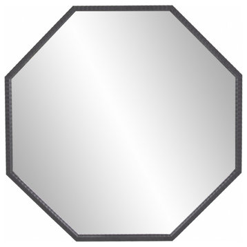 Ronan Matte Graphite Octagonal Mirror, Modern, Metal, 40 X 40