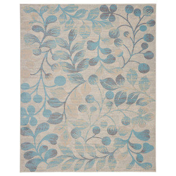 Nourison Tranquil 8'10" x 11'10" Ivory/Turquoise Farmhouse Indoor Area Rug