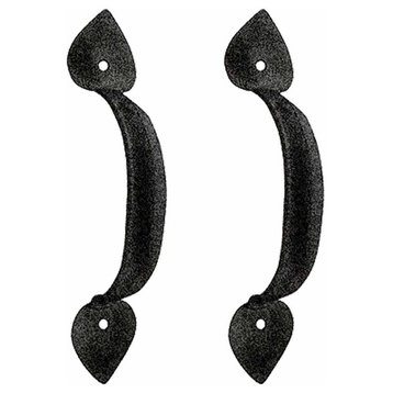 Black Wrought Iron Pull for Drawer or Door Heart 6.785in H Set of 2