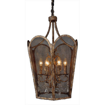 Iron Mesh Chandelier with Crystals