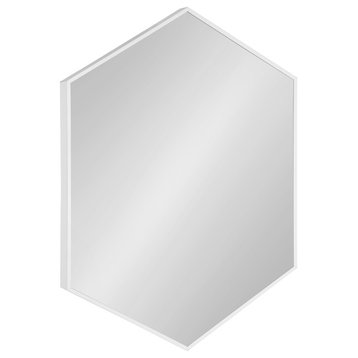 Rhodes Framed Hexagon Wall Mirror, White, 31x22