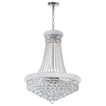 CWI Lighting - Empire 17 Light Down Chandelier With Chrome Finish - Add a hint of five-star luxury to your days by choosing the Empire 17 Light Chandelier as your foyer, living room, or stairwell lighting. This large down chandelier features two tiers enveloped completely in clear crystals. The metal frame in chrome finish holds 17 bulbs and is beautifully concealed by even more crystals. This glamorous lighting option will instantly set a luxurious tone in your space.  Feel confident with your purchase and rest assured. This fixture comes with a one year warranty against manufacturers defects to give you peace of mind that your product will be in perfect condition.