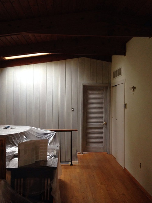 Painted wood paneling - mid century modern house
