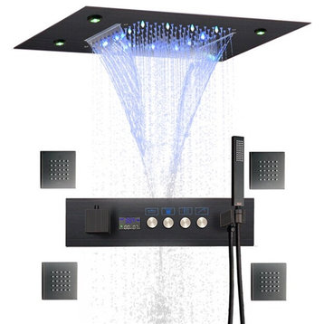 LED Shower System With Hand Shower and Jetted Body Sprays, Dark Orb