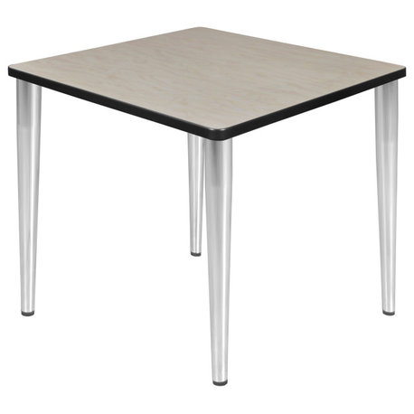 Kahlo 30" Square Tapered Leg Table- Maple/ Chrome