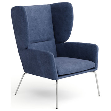 Charles Mid Century Wingback Lounge Chair, Blue