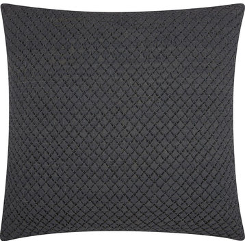 Mina Victory Couture Natural Hide Woven Leather Gray Throw Pillow