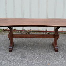 Live Edge Walnut Dining Table with Trestle Base - Dining Tables
