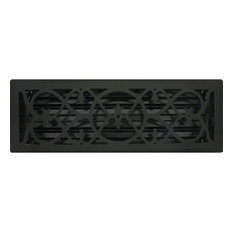 Black Victorian Steel Floor Register, 4"x14"