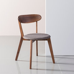 Henrik Solid Walnut Dining Chair - Light Grey Fabric Seat - Dining Chairs