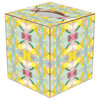 WB7786LP-With a Twist by Laura Park Wastepaper Basket, Scalloped Top and Wood Tissue Box Cover
