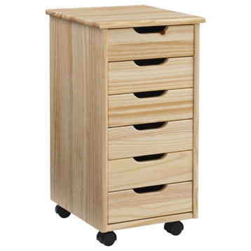 Cary 6-Drawer Rolling Storage Cart, Natural