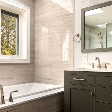 Skylit Bath with Tub and Double Vanity