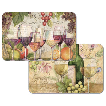 Vinyl Plastic Placemats Reversible Grape Wine Country Set of 4