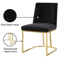 Heidi Velvet Dining Chairs, Set of 2, Black