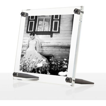 7"x9" Double Panel Table Top Acrylic Frame For 5"x7" Art, Graphite Hardware