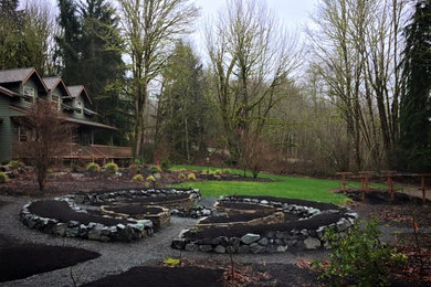 Design ideas for a farmhouse landscaping in Seattle.