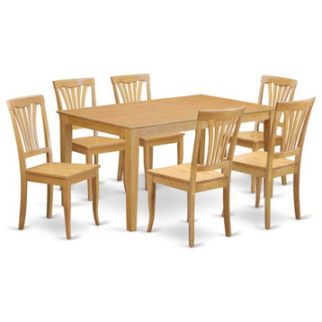 East West Furniture Capri 7-piece Traditional Wood Dining Room Set in Oak