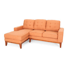 50 Most Por Transitional Orange Sectional Sofas For 2018 Houzz Gdfstudio Penny 3 Seater Tufted Exposed Wood Chaise Sectional Sofa Set Burnt Orange