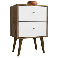 Manhattan Comfort Liberty 2.0 2-Drawer Nightstand, Rustic Brown and White