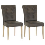 Bentley Designs - Chartreuse Aged Oak Upholstered Leather Chairs, Set of 2 - Chartreuse Aged Oak Upholstered Leather Chair (Pair) is a striking example of sturdy, versatile & stylish furniture, beautifully made using American oak solids & veneers and finished in a fashionable aged oak. Quality touches such as bespoke handles, classically styled turned legs and Blum soft-closing drawer runners finally defines this modern update on a timeless classic.