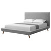 Loft Lyfe Avi Linen Upholstered Platform Bed, Gray, Queen