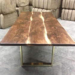 Black walnut table with brass base - Furniture