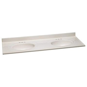 Design House 550202 61" Cultured Marble Vanity Top - White on White