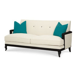 AICO Furniture - After Eight Cream/Turquoise Contemporary 3 Seat Sofa - 19815-CR - Fabric