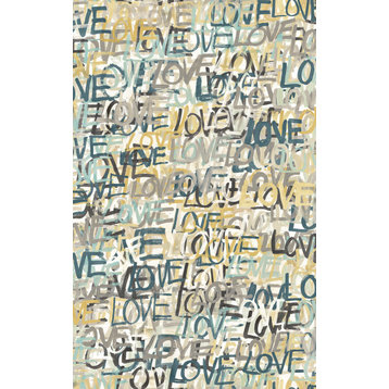 CEP50121W Indio Neutral Love Scribble Eclectic Unpasted Non Woven Wallpaper