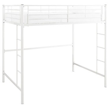 Metal Full Loft Bed, White