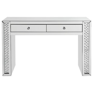 ACME Nysa Vanity Desk, Mirrored and Faux Crystals