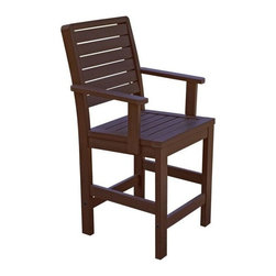 Highwood - Weatherly Outdoor Counter Height Armchair, Weathered Acorn - Outdoor Bar Stools And Counter Stools