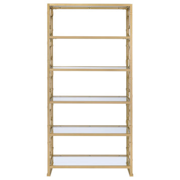 Julos Etagere Bookcase, Clear Glass and Gold