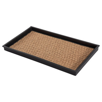 24.5"x14"x1.5" Natural/Recycled Rubber Boot Tray Tan Coir Insert