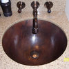 Aged Copper 15" Round Copper Bathroom Sink Hand Forged