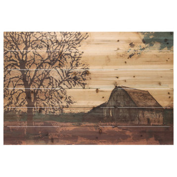 "Erstwhile Barn" Arte de Legno Digital Print on Solid Wood Wall Art, 36"x1.5"x24