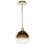Artcraft Lighting - Morning Mist 1 Light Pendant, Gold - From designer Steven Sabados [S&C], the "Morning Mist Collection" is an instant classic. The glassware is so unique in that the bottom is clear but as you reach the top part of the sphere it is plated with a gold semi transparent mirror. The frame is finished in a matte brass. The black wires are all height adjustable. This series has multiple configurations. Model shown is the single pendant.