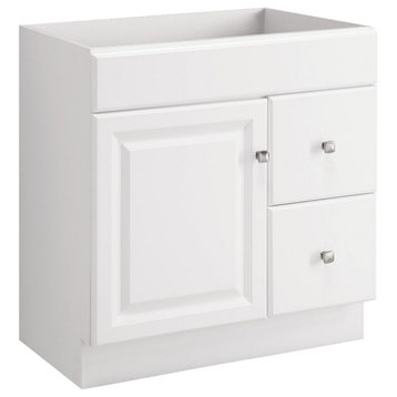 Wyndham Ready to Assemble Wood Vanity Cabinet Without Top in White 30-Inch